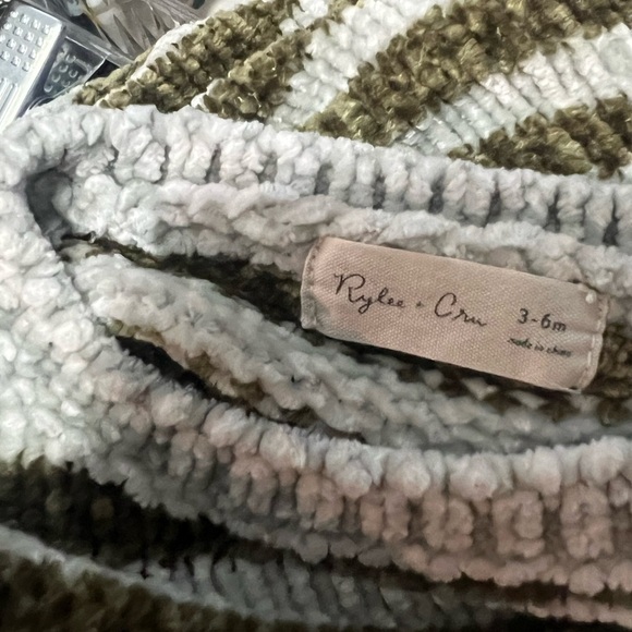 Rylee + Cru Chenille Stripe Sweater 3-6 Months Green Blue - Picture 5 of 6